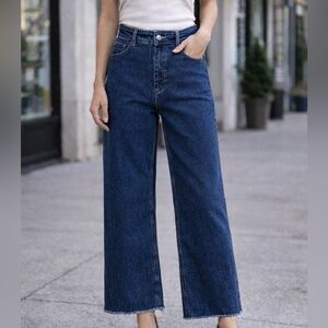 ZARA | 0 | dark wash Wide Leg High Rise Raw Hem Jeans Dark clean style